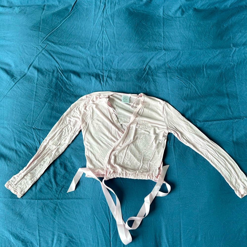 Flo coquette core baby pink ballerina satin wrap top m (adjustable size)